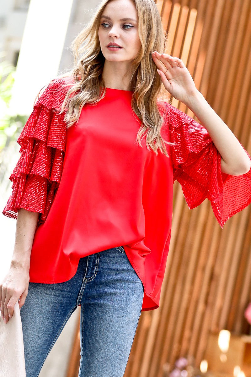 Satin Blouse "Red Top"