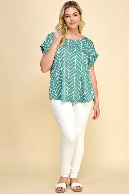 White & Sage with Short Sleeve Top "Plus"